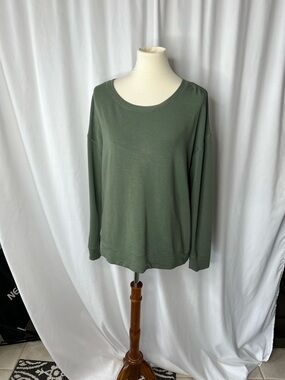 💚 CALIA Open Back Long Sleeve Top | Olive Green | Size Large